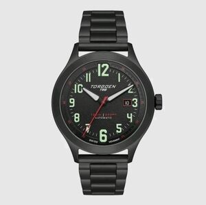 Torgoen TN-1298  T56 Automatic 44mm Black Steel Strap Watch NEW